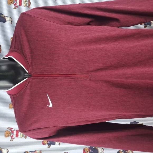 Nike Other - Nike Swoosh Dri-Fit embroidered LG Heather burgundy 1/4 zip athletic shirt